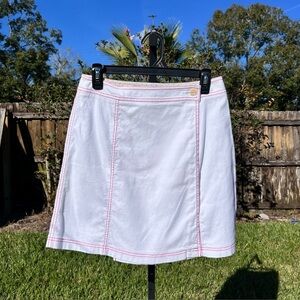 Max Mara Weekend White Cotton Mini Skirt with Red Contrast Stitching Size 4
